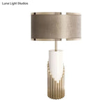 Modern Gold Table Lamp With Fabric Shade For Living Room Desk - 1 Head