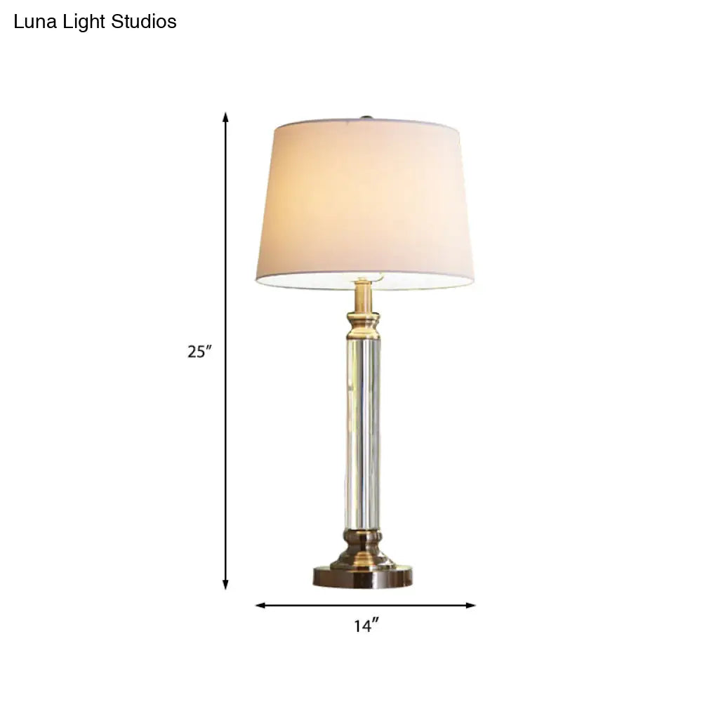 Modern Gold Table Lamp With Fabric Shade - Stylish Tapered Drum Design Desk Or Bedside Lighting