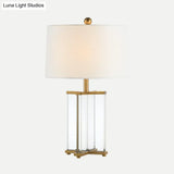 Modern Gold Tapered Drum Nightstand Lamp With Reading Book Light