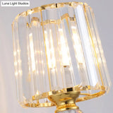 Modern Gold Tapered Wall Light Fixture - Elegant Crystal Block Sconce For Bedroom 1/2 Lights
