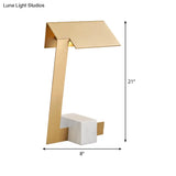 Modern Gold Triangle Metal Desk Light Table Lamp With Marble Base