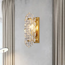 Modern Gold Wall Lamp With Crystal Panel Shade - Elegant Hallway Sconce