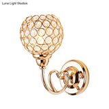 Modern Gold Wall Lamp With Globe Clear Crystal Sconce - 1-Head Light Fixture And Metal Heart-Shaped