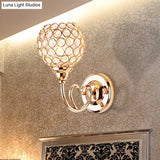 Modern Gold Wall Lamp With Globe Clear Crystal Sconce - 1-Head Light Fixture And Metal Heart-Shaped