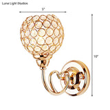 Modern Gold Wall Lamp With Globe Clear Crystal Sconce - 1-Head Light Fixture And Metal Heart-Shaped