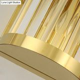 Modern Gold Wall Light Fixture With Clear Crystal Shade Half Cylinder Design 2 Lights