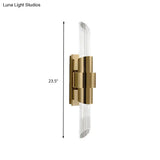 Modern Gold Wall Mount Lamp With Prismatic Crystal Shade For Bedroom
