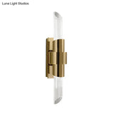 Modern Gold Wall Mount Lamp With Prismatic Crystal Shade For Bedroom