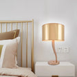 Modern Golden Fabric Bedside Book Light - Cylindrical Task Lighting With 1 Bulb Ideal For Reading