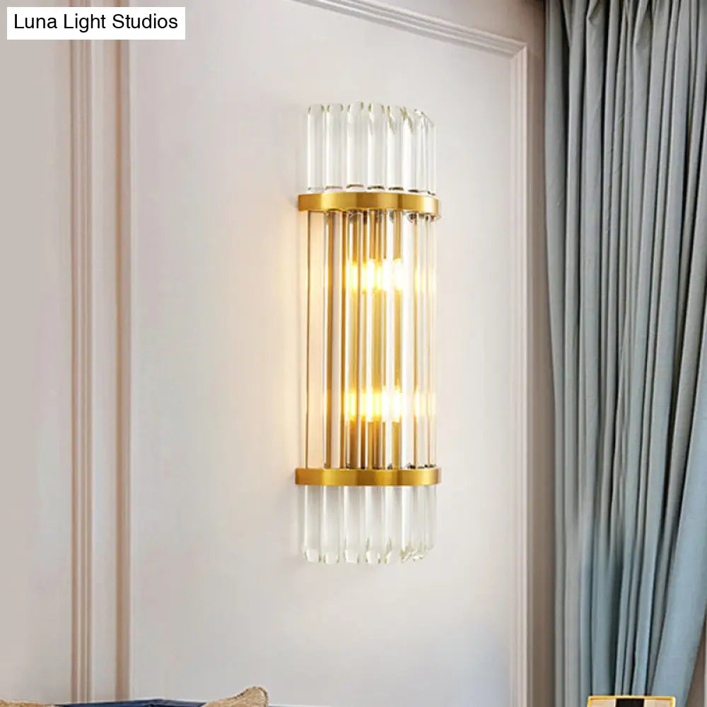 Modern Golden Wall Sconce With Crystal Shade Bedside Mount Light (12/21.5 W)