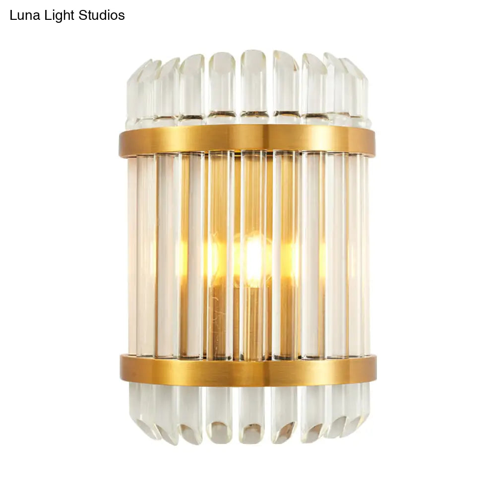 Modern Golden Wall Sconce With Crystal Shade Bedside Mount Light (12/21.5 W)