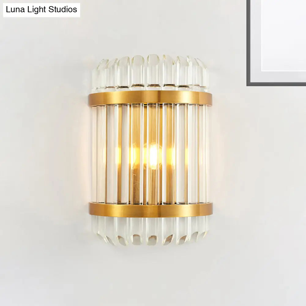 Modern Golden Wall Sconce With Crystal Shade Bedside Mount Light (12/21.5 W)