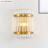 Modern Golden Wall Sconce With Crystal Shade Bedside Mount Light (12/21.5 W)