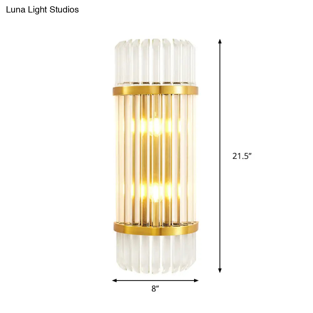 Modern Golden Wall Sconce With Crystal Shade Bedside Mount Light (12/21.5 W)