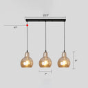 Modern Gourd Pendant Lamp With 3 Glass Heads - Black Suspension Light For Dining Room Amber / 23.5’