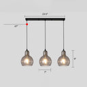 Modern Gourd Pendant Lamp With 3 Glass Heads - Black Suspension Light For Dining Room Smoke Gray /