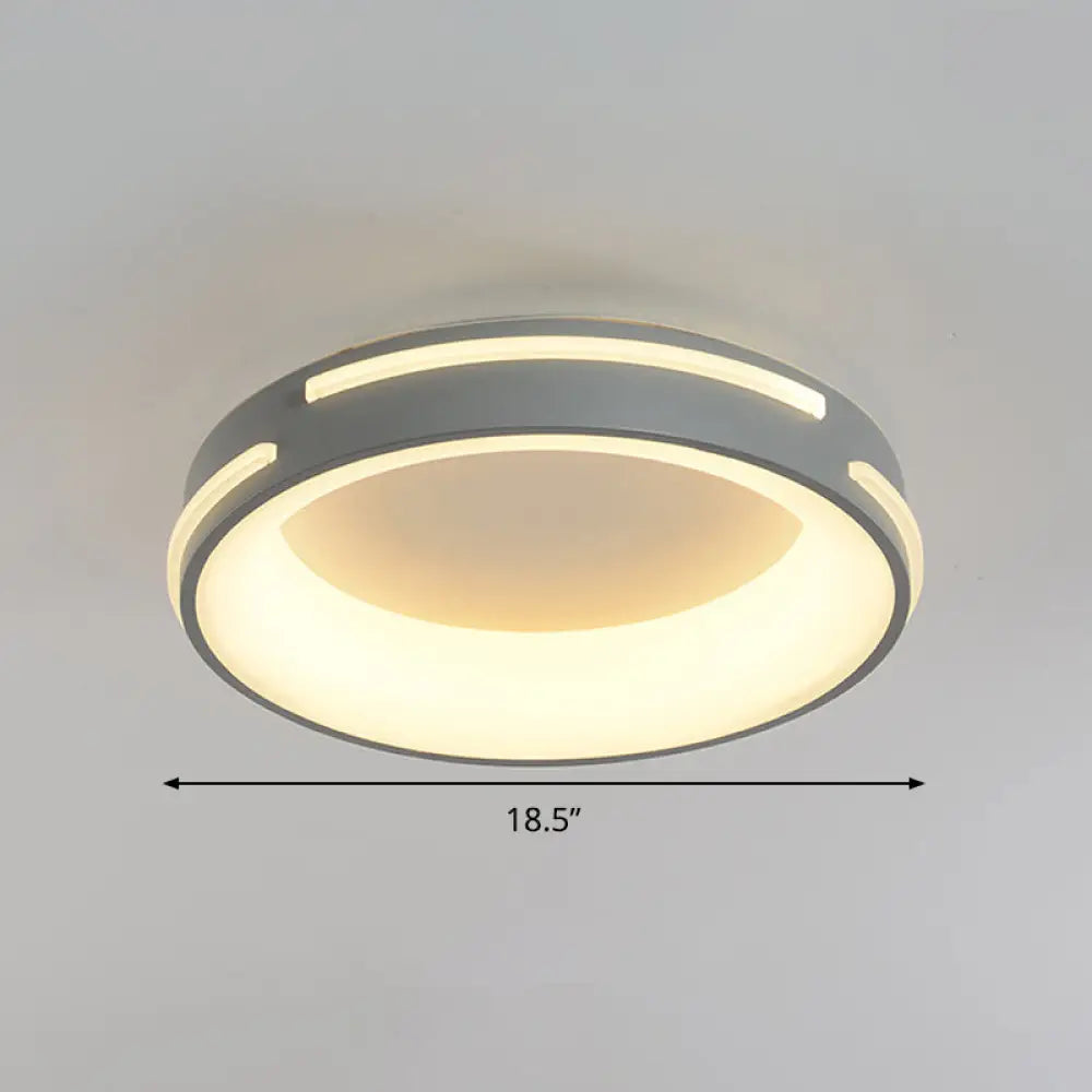 Modern Gray Circle Led Ceiling Light Fixture Warm/White Lighting 18.5/24.5 Wide
