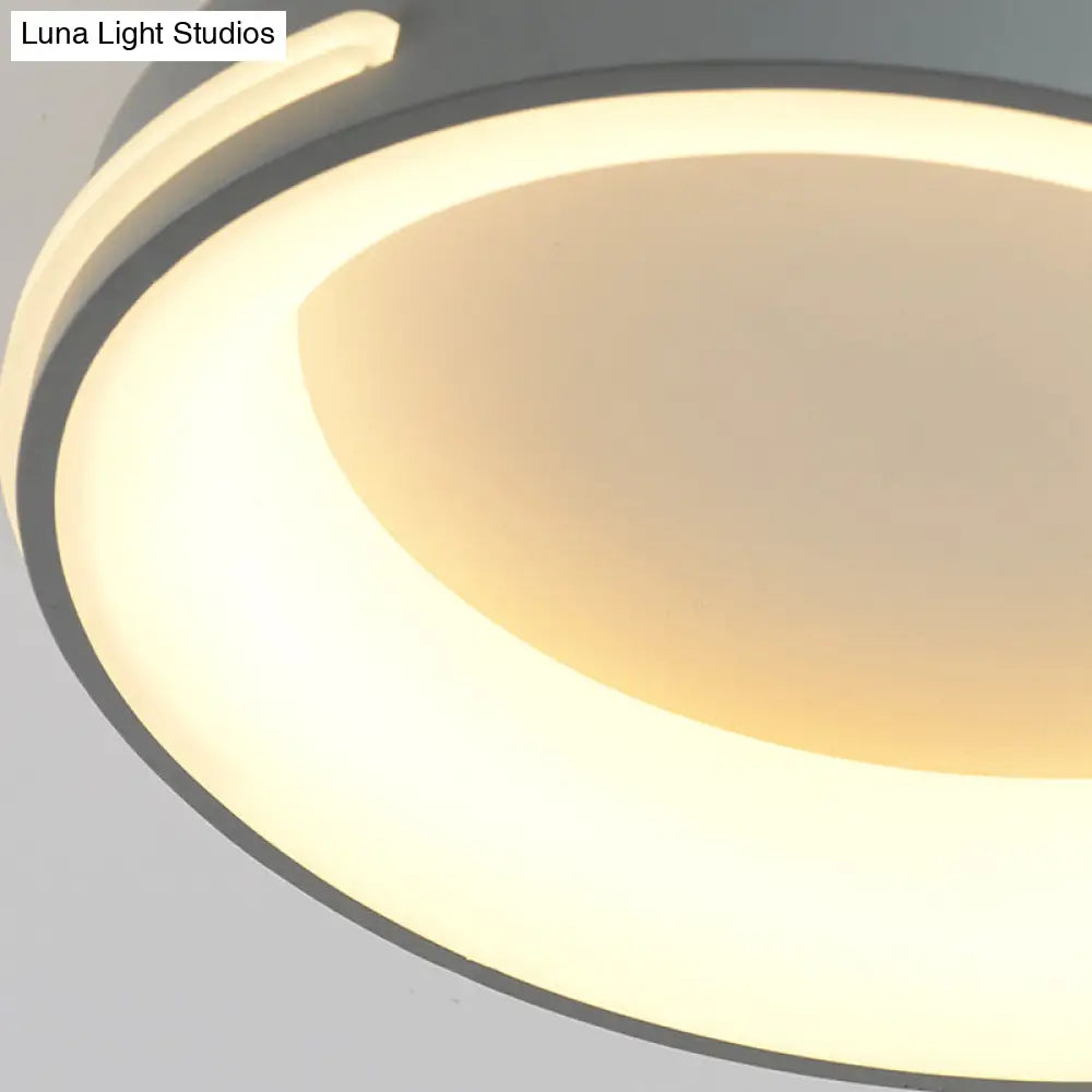 Modern Gray Circle Led Ceiling Light Fixture Warm/White Lighting 18.5’/24.5’ Wide