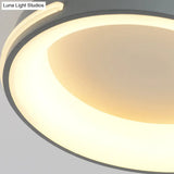 Modern Gray Circle Led Ceiling Light Fixture Warm/White Lighting 18.5’/24.5’ Wide