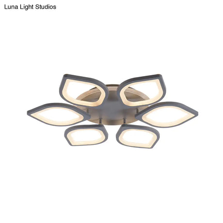Modern Gray Flower Led Ceiling Mount Light - Acrylic Flushmount For Dining Room Neutral/Warm/White