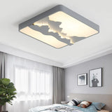 Modern Gray/White Metal Led Flush Mount Ceiling Lamp - 16/19.5 Wide Warm/White Light