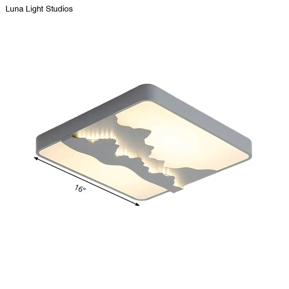Modern Gray/White Metal Led Flush Mount Ceiling Lamp - 16’/19.5’ Wide Warm/White Light
