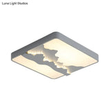 Modern Gray/White Metal Led Flush Mount Ceiling Lamp - 16’/19.5’ Wide Warm/White Light