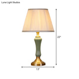 Modern Green Desk Lamp With Fabric Shade - Small Living Room Table Light