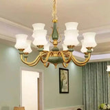 Modern Green Frosted Glass Curving Chandelier Light For Living Room Ceiling Pendant 12 /