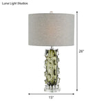 Modern Grey Bedside Table Lamp With Reading Light & Fabric Shade