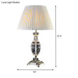 Modern Grey Crystal Desk Lamp - Hand-Cut Urn-Shaped Night Table Light