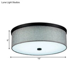 Modern Grey Drum Ceiling Mounted Led Flush Mount Lamp 16’/19.5’ Dia