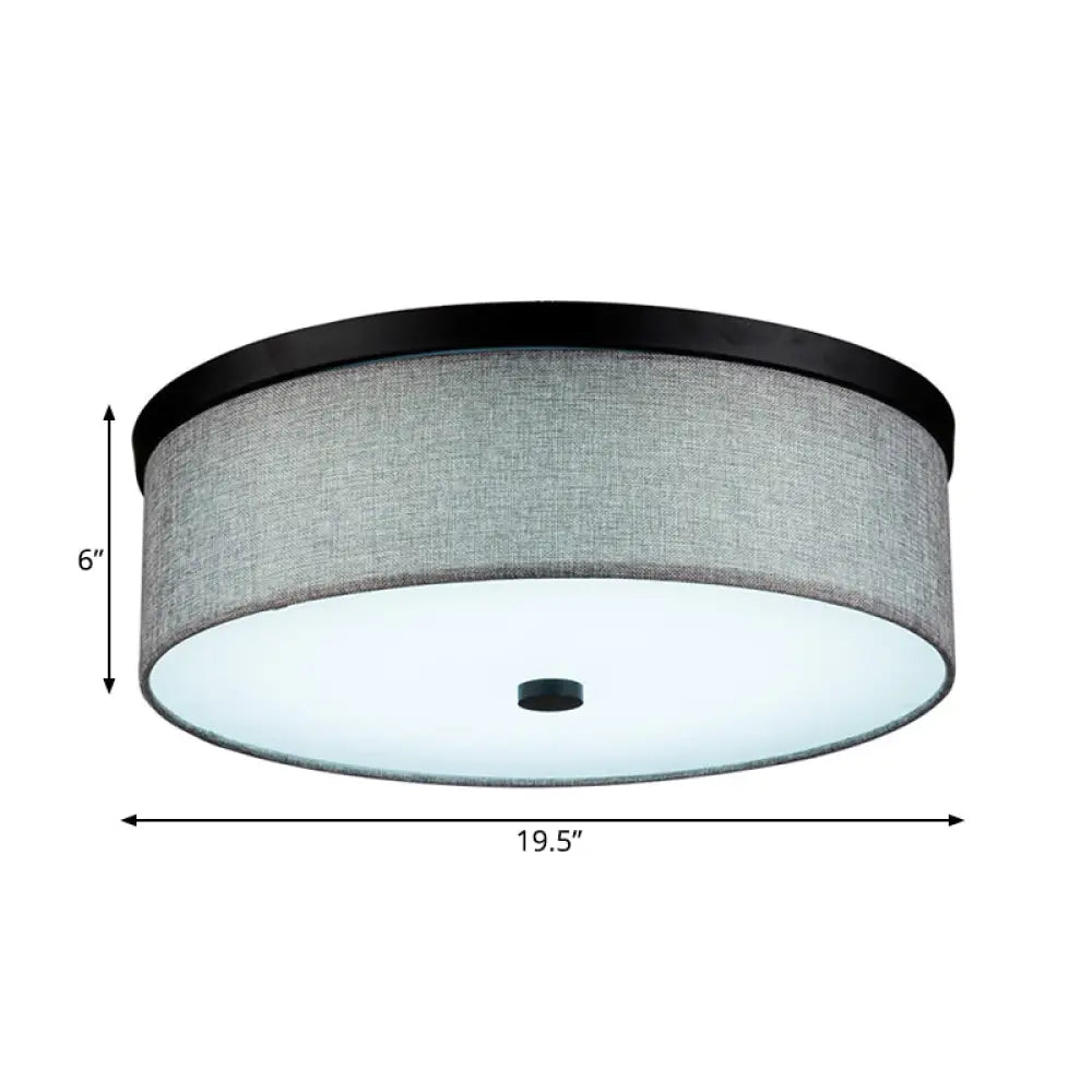 Modern Grey Drum Ceiling Mounted Led Flush Mount Lamp 16/19.5 Dia