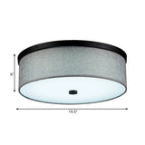 Modern Grey Drum Ceiling Mounted Led Flush Mount Lamp 16/19.5 Dia