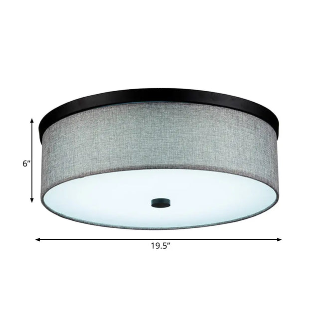 Modern Grey Drum Ceiling Mounted Led Flush Mount Lamp 16/19.5 Dia