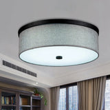 Modern Grey Drum Ceiling Mounted Led Flush Mount Lamp 16’/19.5’ Dia / 16’