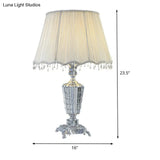 Modern Grey Fabric Barrel Desk Lamp With Faux-Braided Detailing - 1 Bulb Table Light