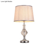 Modern Grey Fabric Task Reading Lamp With Barrel Shade Perfect For Bedroom Lighting
