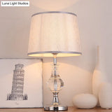 Modern Grey Fabric Task Reading Lamp With Barrel Shade Perfect For Bedroom Lighting