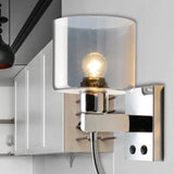 Modern Grey Glass Wall Sconce With Chrome Finish And Optional Switch / 2 Switches