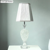 Modern Grey K9 Crystal Urn Night Light Table Lamp With Empire Shade