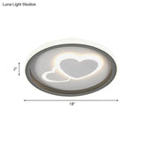 Modern Grey Led Flush Mount Light With Heart Pattern For Bedrooms