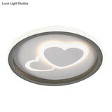 Modern Grey Led Flush Mount Light With Heart Pattern For Bedrooms