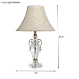 Modern Grey Paneled Bell Desk Lamp With Fabric Shade - 1 Bulb Night Table Light