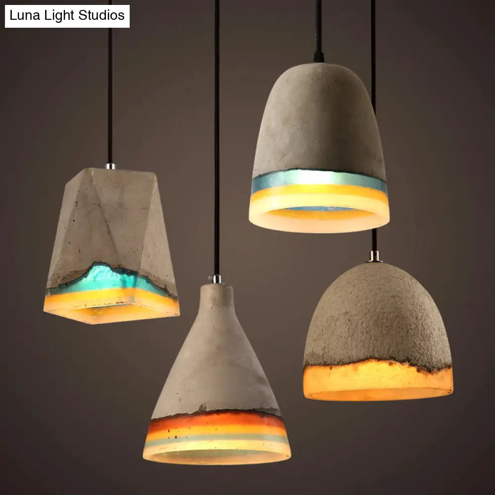 Modern Grey Shaded Ceiling Pendant Light For Restaurants - Contemporary Cement Design