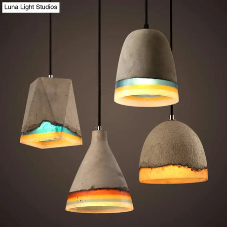 Modern Grey Shaded Ceiling Pendant Light For Restaurants - Contemporary Cement Design