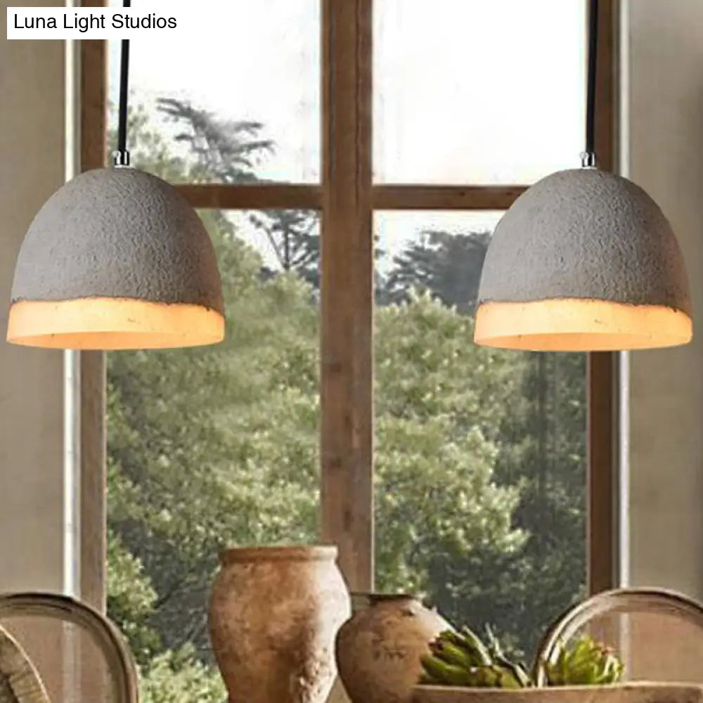 Modern Grey Shaded Ceiling Pendant Light For Restaurants - Contemporary Cement Design
