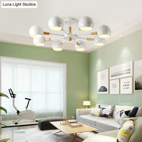 Modern Grey/White Ball Pendant Chandelier - Metal 3/6/8 Heads Hanging Ceiling Light For Living Room