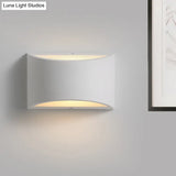 Modern Gypsum Half-Oval Sconce Lamp: 1-Light Led Wall Mounted Light For Bedroom In White