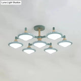 Modern Gyro Flush Mount Ceiling Light With 7 Wood Undertint Lights For Living Room